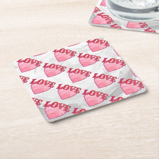 Love Heart Pattern Kartonnen Onderzetters (Schuin)