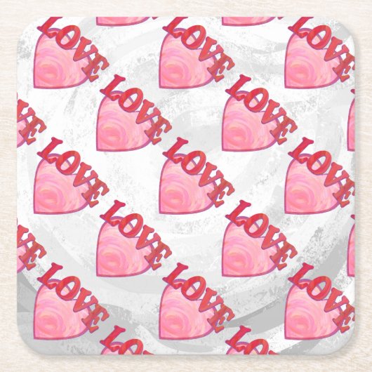 Love Heart Pattern Kartonnen Onderzetters (Voorkant)