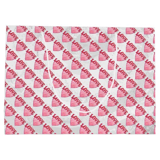 Love Heart Pattern Large Cadeautasje (Achterkant)