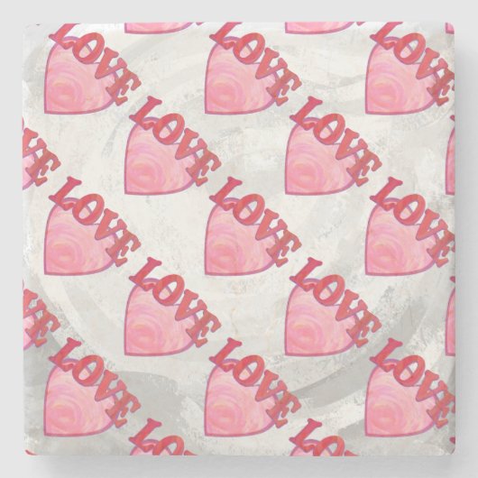 Love Heart Pattern Stenen Onderzetter (Voorkant)