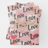 Love Heart Pattern Valentijn Inpakpapier Vel (In situ)