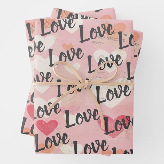 Love Heart Pattern Valentijn Inpakpapier Vel (In situ)