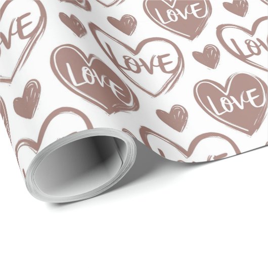 Love Heart Pattern - Valentijnsdag Design Cadeaupapier (Rol Hoek)