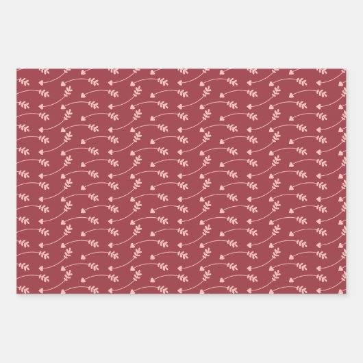 Love Heart Pattern Valentijnsdag Inpakpapier Vel (Voorkant)