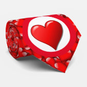 Love Heart Pattern Valentijnsdag Stropdas (Opgerold)