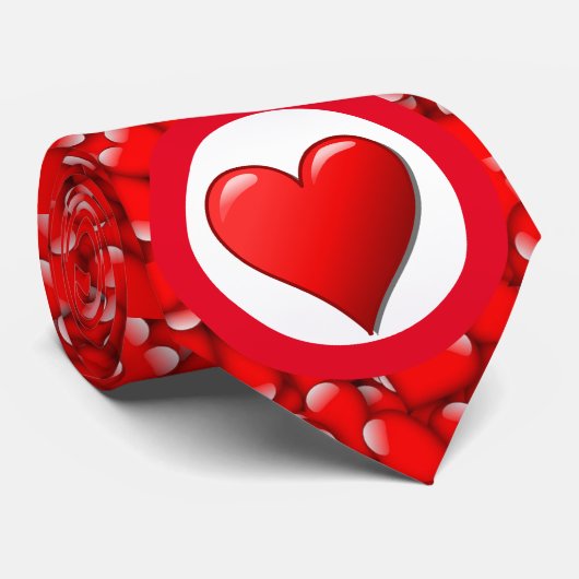 Love Heart Pattern Valentijnsdag Stropdas (Opgerold)