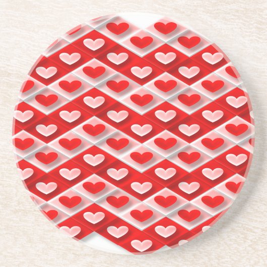 Love Heart Pattern Zandsteen Onderzetter (Voorkant)