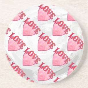 Love Heart Pattern Zandsteen Onderzetter