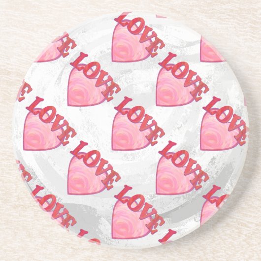 Love Heart Pattern Zandsteen Onderzetter (Voorkant)