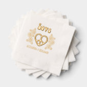 Love Heart Peace Sign Daisies Paar Namen Folie Servetten (Insitu (Gestapeld))