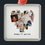 Love Heart Photo Collage Metalen Ornament<br><div class="desc">Een product met een mooi ontwerp van meerdere foto's collage die een liefdeshartafbeelding vormen. Upload uw eigen foto's om de standaardfoto's te gebruiken en te veranderen. Het is heel makkelijk om te doen.</div>