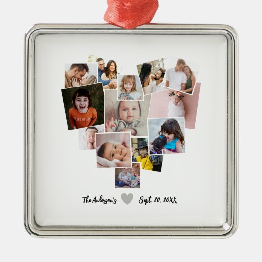 Love Heart Photo Collage Metalen Ornament (Voorkant)