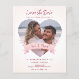Love Heart Photo Save the Date Uitnodiging Flyer
