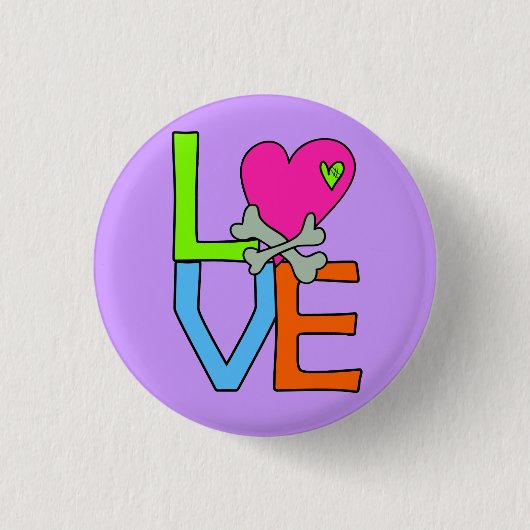 Love-Heart Pin Ronde Button 3,2 Cm (Voorkant)