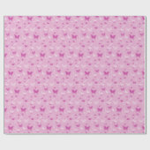 Love Heart Pink Butterfly Cadeaupapier (Vlak)