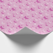 Love Heart Pink Butterfly Cadeaupapier (Hoek)