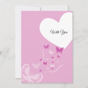 Love Heart Pink Butterfly Feestdagenkaart