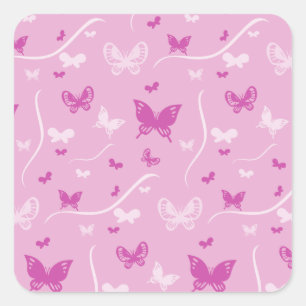 Love Heart Pink Butterfly Vierkante Sticker