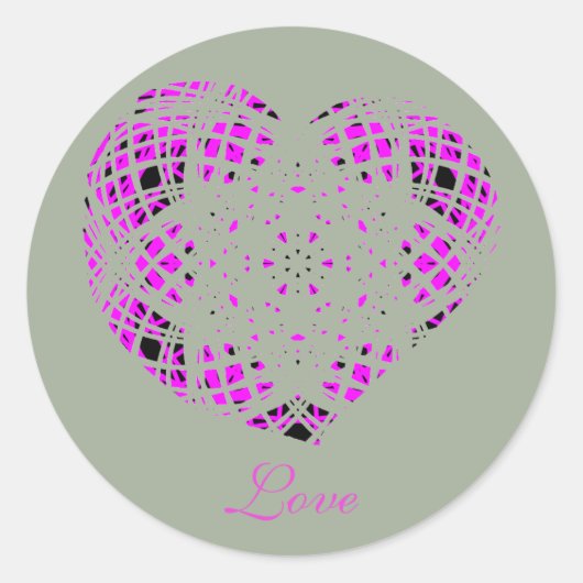 Love Heart Pink Text Ronde Sticker (Voorkant)