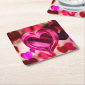 Love Heart Pink Valentijnsdag Jubileum Kartonnen Onderzetters (Schuin)