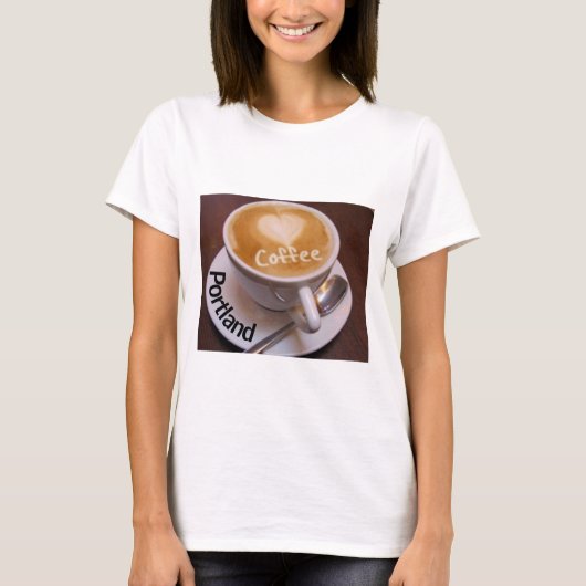 Love Heart Portland Cappuccino Coffee Cup T-Shirt (Voorkant)