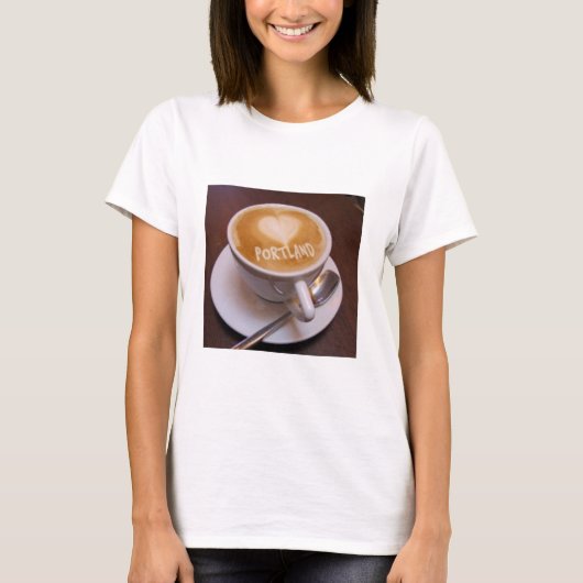 Love Heart Portland Cappuccino Coffee Cup T-shirt (Voorkant)