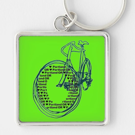 Love Heart Portland Fiets Sleutelhanger (Voorkant)