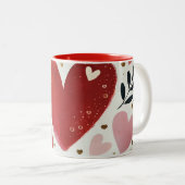 Love Heart Print Design Tweekleurige Koffiemok (Voorkant rechts)