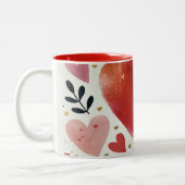 Love Heart Print Design Tweekleurige Koffiemok (Links)