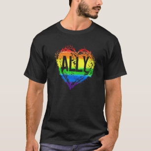 Love Heart Rainbow Ally Lgbetq Lgbt Lesbian Gay Pr T-shirt