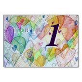 Love Heart Rainbow Custom Table Number Kards Kaart (Achterkant)