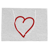 Love Heart Red Glitter Valentijns Large Gift Bag Groot Cadeauzakje (Achterkant)