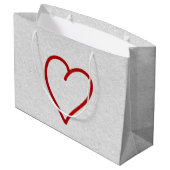 Love Heart Red Glitter Valentijns Large Gift Bag Groot Cadeauzakje (Achterkant Gekanteld)