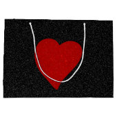 Love Heart Red Glitter Valentijns Large Gift Bag Groot Cadeauzakje (Achterkant)