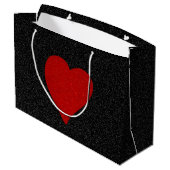 Love Heart Red Glitter Valentijns Large Gift Bag Groot Cadeauzakje (Achterkant Gekanteld)
