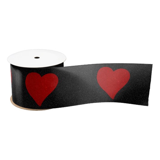 Love Heart Red Glitter Valentijns Satin Ribbon Satijnen Lint (Spoel)