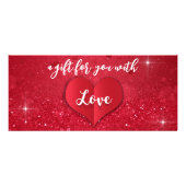 Love Heart Red Glitter Valentijnsdag Gift Kaart (Voorkant)