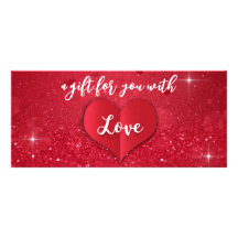Love Heart Red Glitter Valentijnsdag Gift Kaart