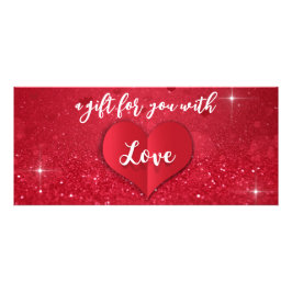 Love Heart Red Glitter Valentijnsdag Gift Kaart