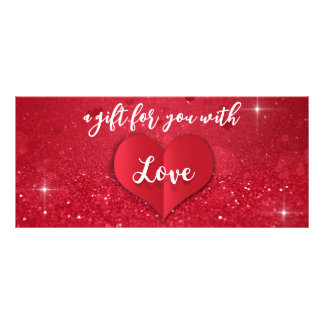 Love Heart Red Glitter Valentijnsdag Gift Kaart