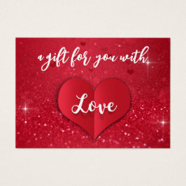 Love Heart Red Glitter Valentijnsdag Gift Kaart