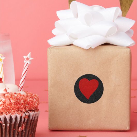 Love Heart Red Glitter Valentijnse Ronde Sticker (Feest)