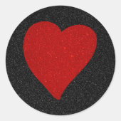 Love Heart Red Glitter Valentijnse Ronde Sticker (Voorkant)