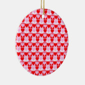 Love Heart Red Pink and White Check Pattern Keramisch Ornament (Rechts)