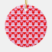 Love Heart Red Pink and White Check Pattern Keramisch Ornament (Voorkant)