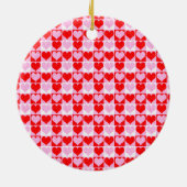 Love Heart Red Pink and White Check Pattern Keramisch Ornament (Achterkant)