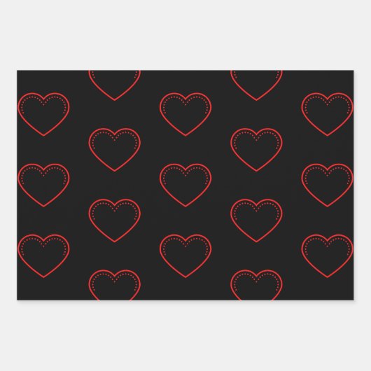 Love Heart Red Valentijnse Inpakpapier Vel (Voorkant 3)