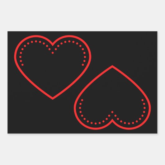 Love Heart Red Valentijnse Inpakpapier Vel (Voorkant)