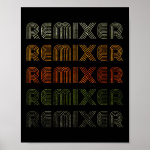 Love Heart Remixer T-shirt Grunge Style Zwart Poster