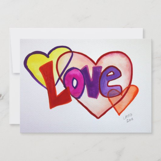 Love Heart Rings Custom Invitations Kaart (Voorkant)